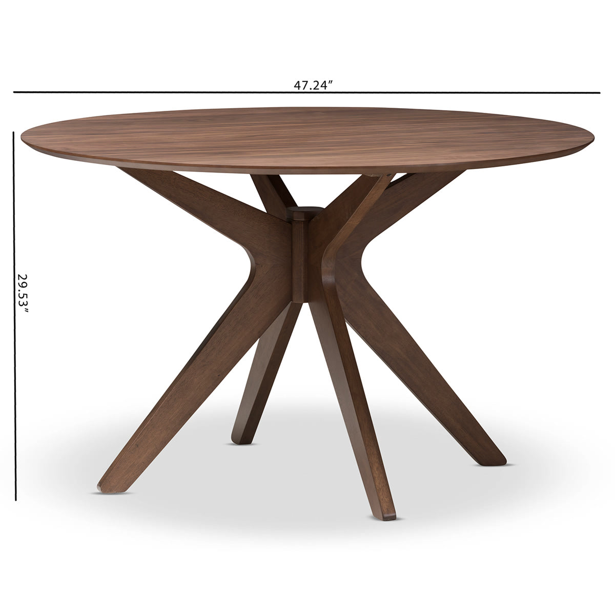 Baxton Studio Monte Mid-Century Modern Walnut Wood 47-Inch Round Dining Table Baxton Studio-dining table-Minimal And Modern - 7