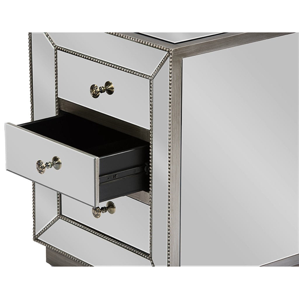 Baxton Studio Currin Contemporary Mirrored 3-Drawer Nightstand Baxton Studio-nightstands-Minimal And Modern - 4