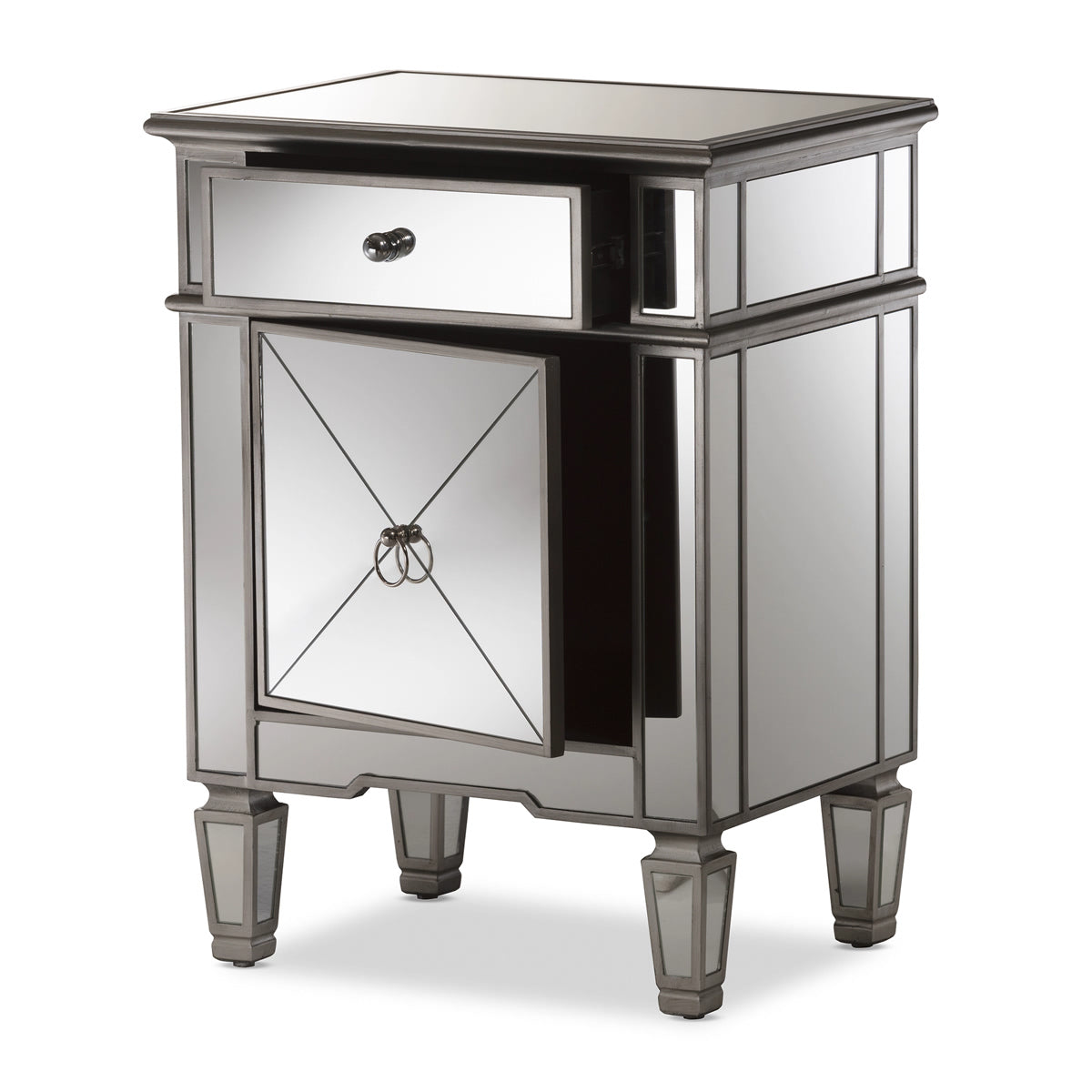 Baxton Studio Claudia Hollywood Regency Glamour Style Mirrored Nightstand Baxton Studio-nightstands-Minimal And Modern - 3