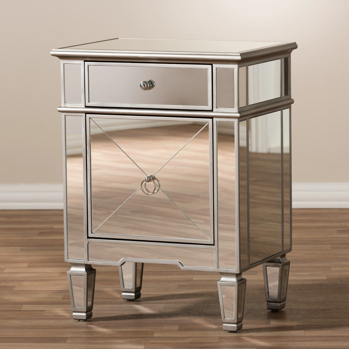 Baxton Studio Claudia Hollywood Regency Glamour Style Mirrored Nightstand Baxton Studio-nightstands-Minimal And Modern - 7