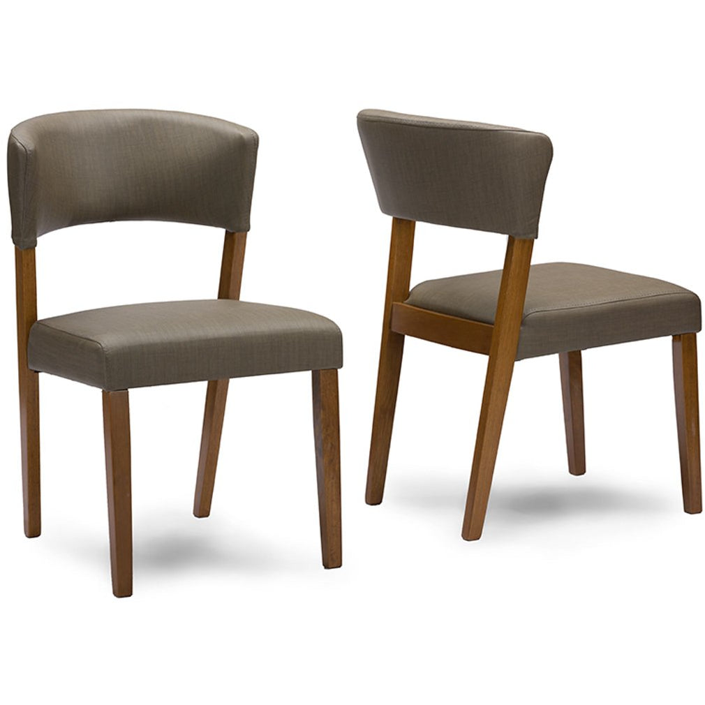 Baxton Studio Montreal Mid-Century Dark Walnut Wood Grey Faux Leather Dining Chairs (Set of 2) Baxton Studio-dining chair-Minimal And Modern - 1