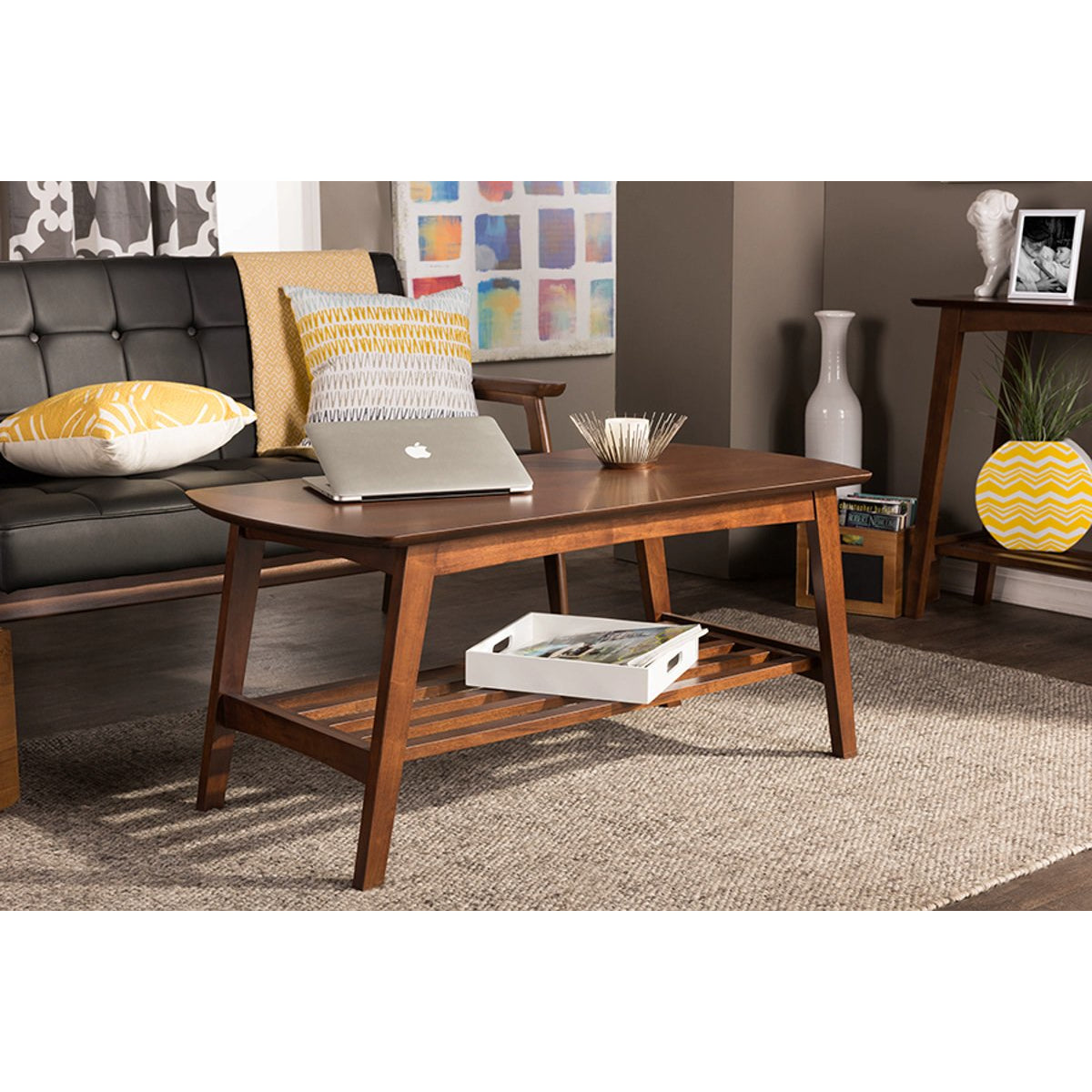 Baxton Studio Sacramento Mid-century Modern Scandinavian Style Dark Walnut Coffee Table Baxton Studio-coffee tables-Minimal And Modern - 4