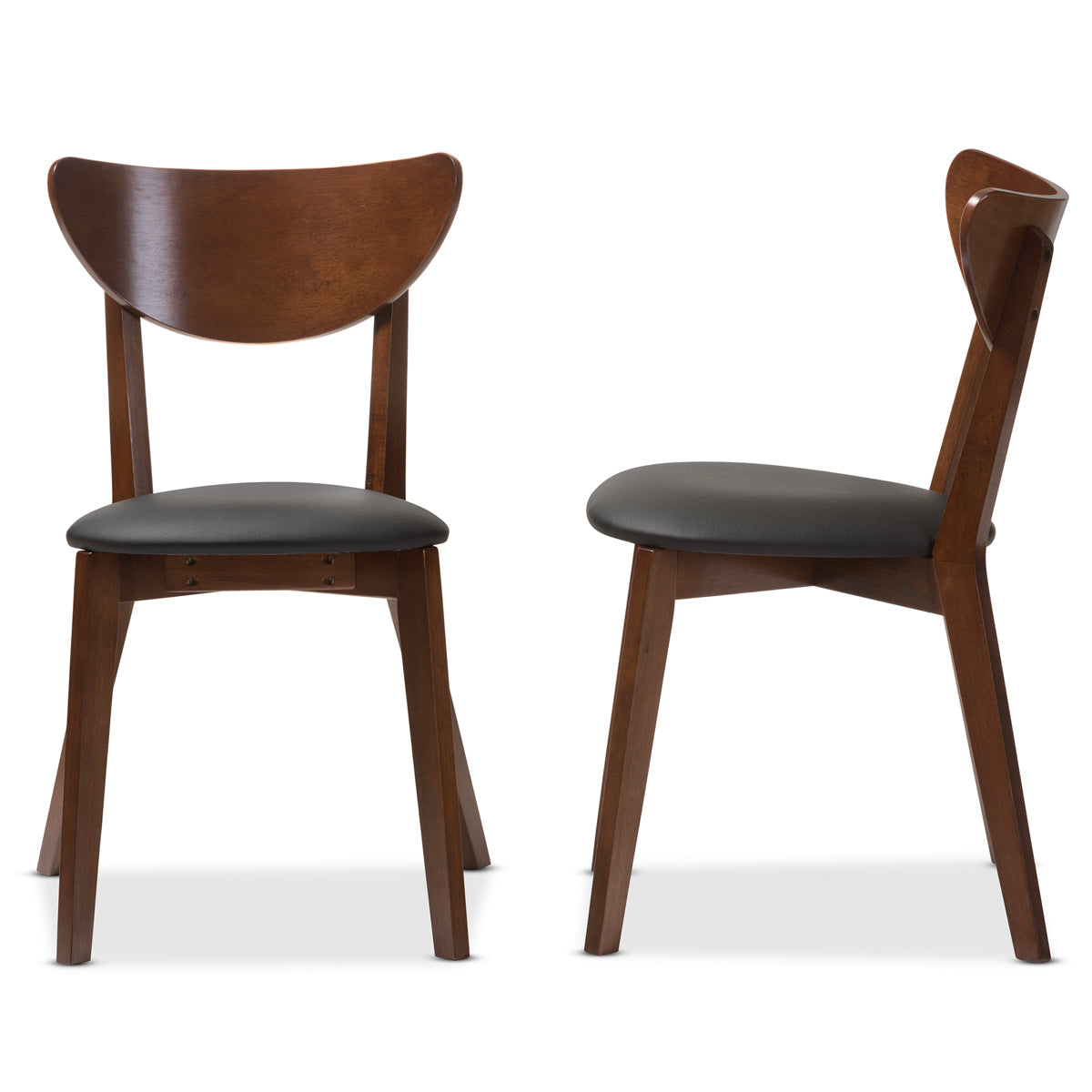 Baxton Studio Sumner Mid-Century Black Faux Leather and Walnut Brown Dining Chair Baxton Studio-dining chair-Minimal And Modern - 4