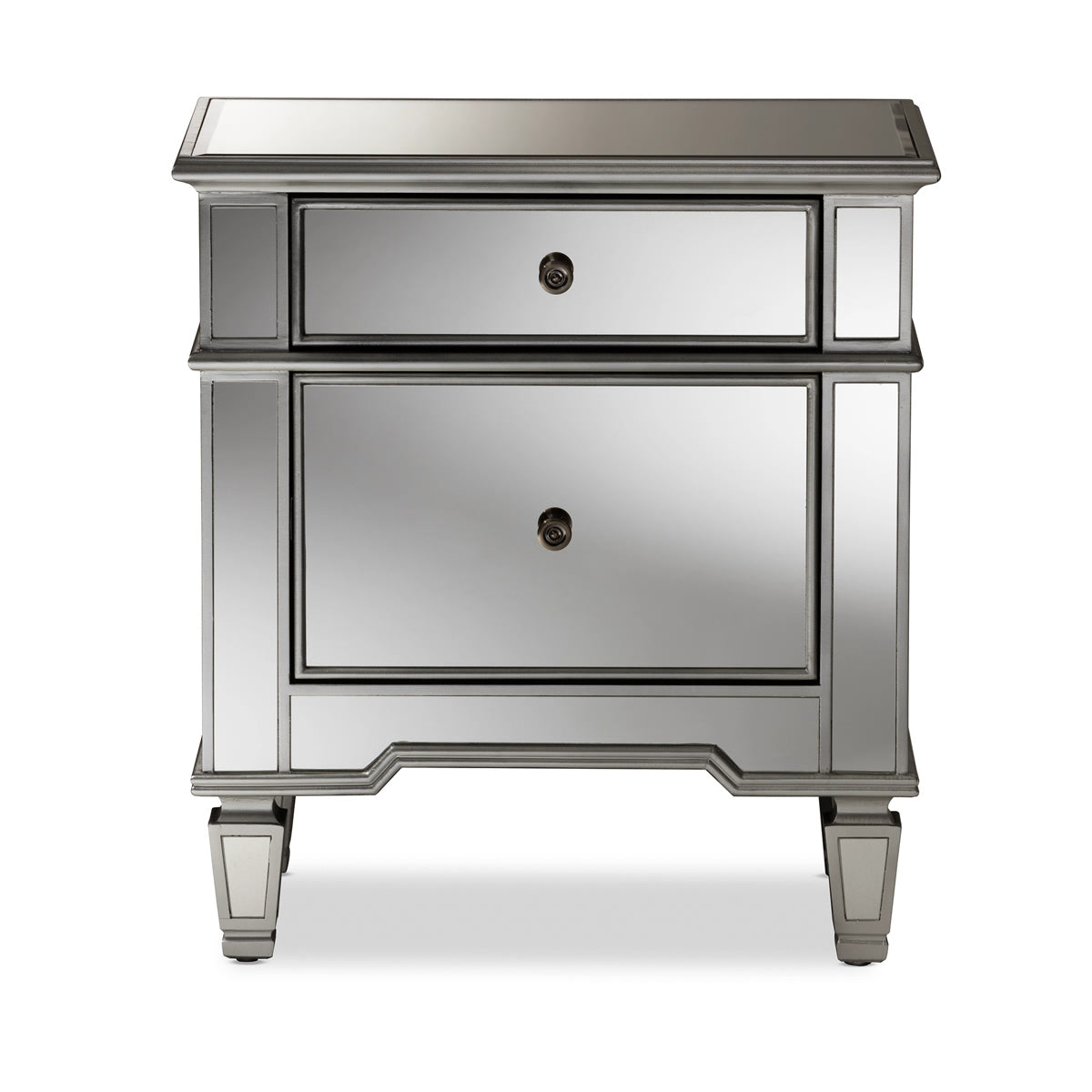 Baxton Studio Sussie Hollywood Regency Glamour Style Mirrored 2-Drawer Nightstand Baxton Studio-nightstands-Minimal And Modern - 4