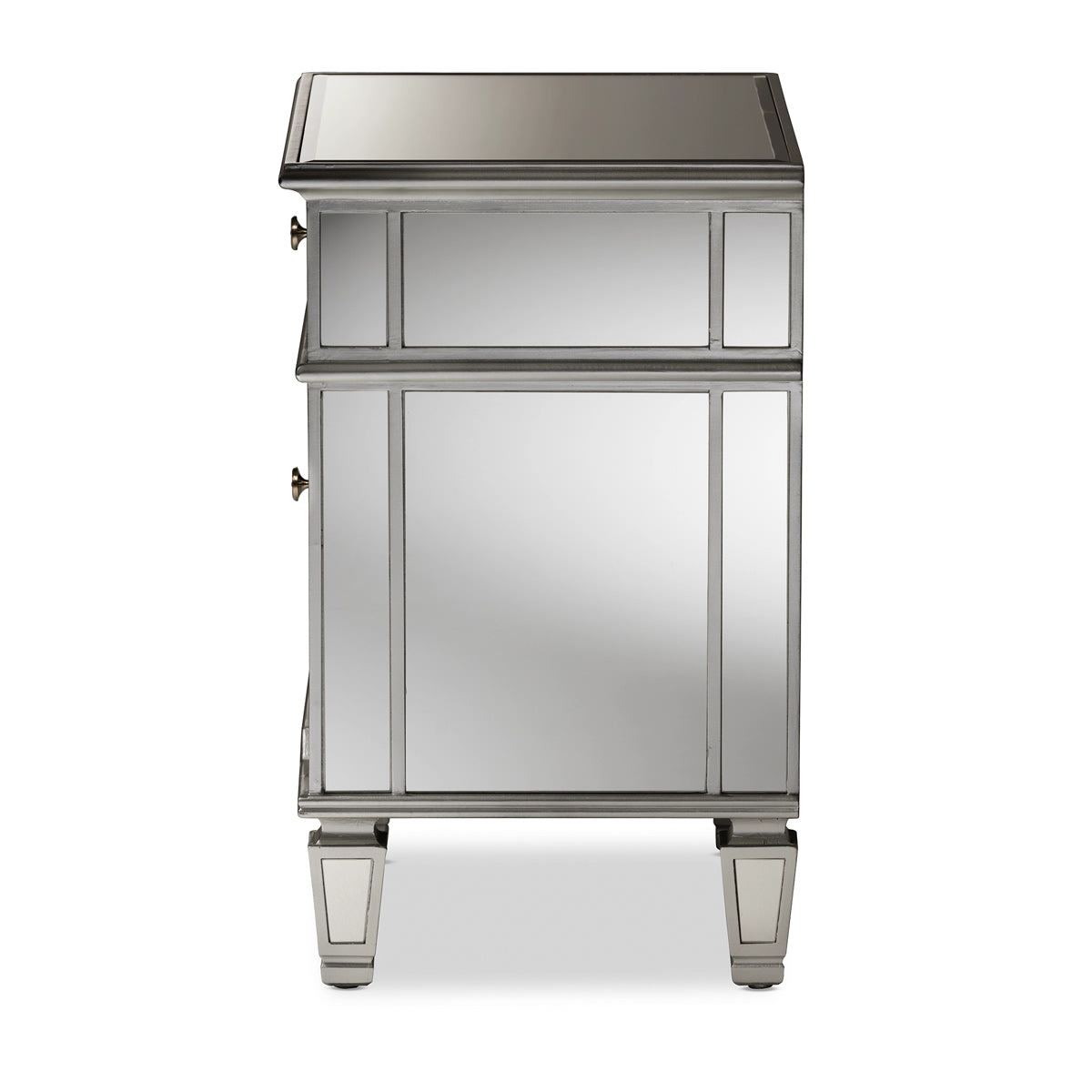 Baxton Studio Sussie Hollywood Regency Glamour Style Mirrored 2-Drawer Nightstand Baxton Studio-nightstands-Minimal And Modern - 5