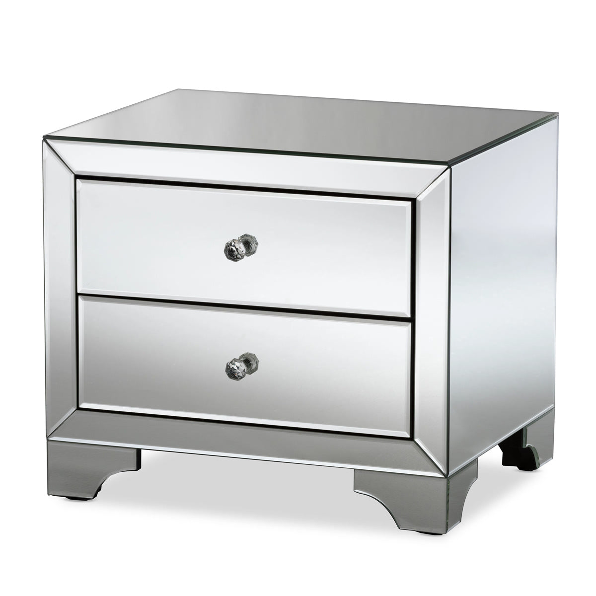 Baxton Studio Farrah Hollywood Regency Glamour Style Mirrored 2-Drawer Nightstand Baxton Studio-nightstands-Minimal And Modern - 2