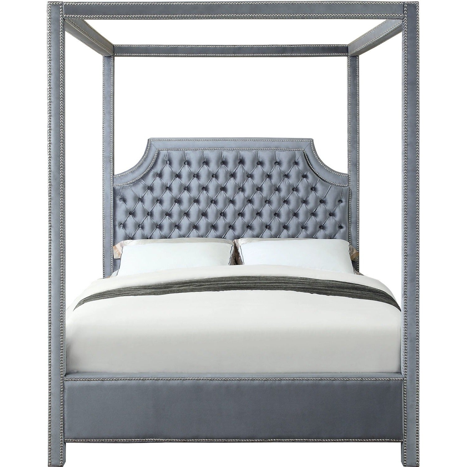 Meridian Furniture Rowan Grey Velvet King Bed-Minimal & Modern