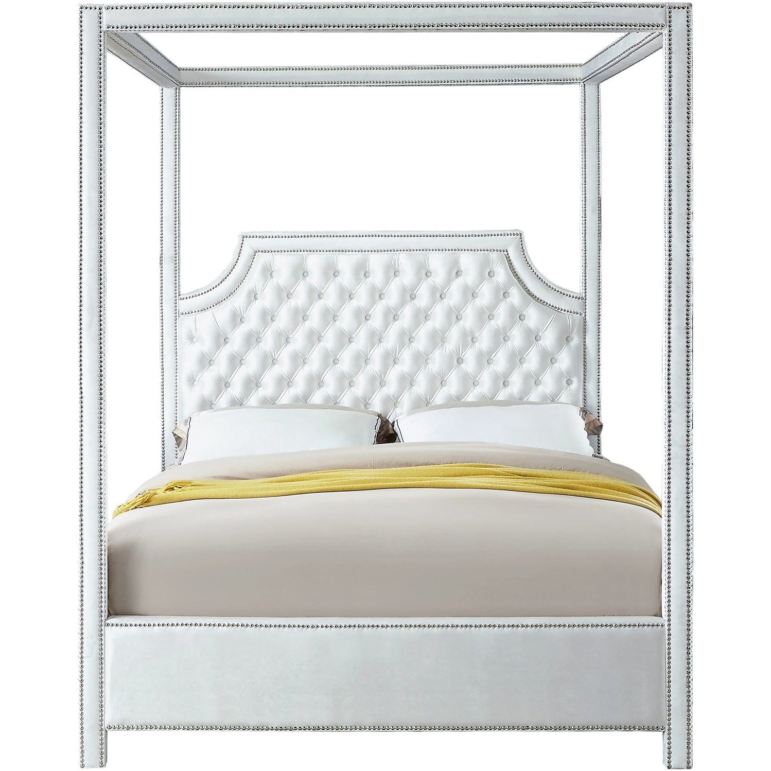 Meridian Furniture Rowan White Velvet King Bed-Minimal & Modern