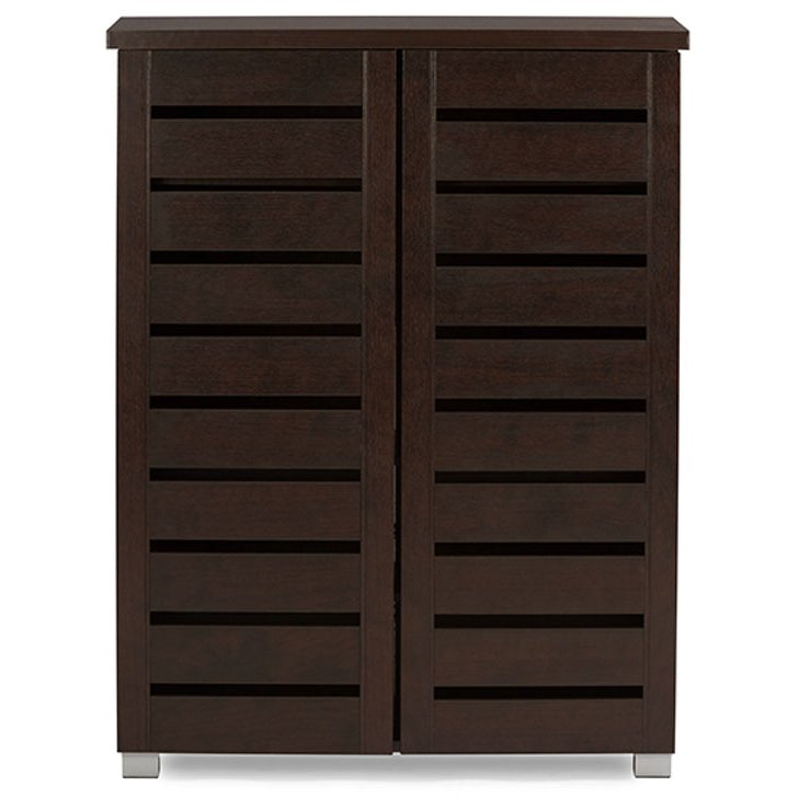 Baxton Studio Adalwin Modern and Contemporary 2-Door Dark Brown Wooden Entryway Shoes Storage Cabinet Baxton Studio--Minimal And Modern - 1