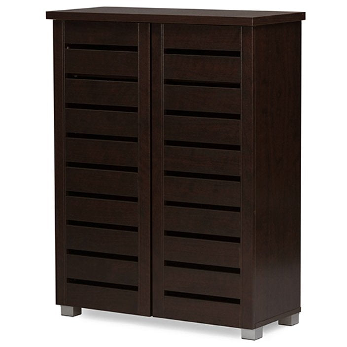 Baxton Studio Adalwin Modern and Contemporary 2-Door Dark Brown Wooden Entryway Shoes Storage Cabinet Baxton Studio--Minimal And Modern - 3