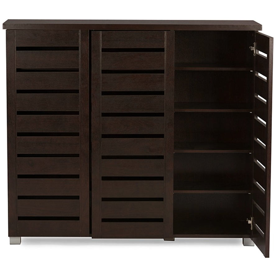 Baxton Studio Adalwin Modern and Contemporary 3-Door Dark Brown Wooden Entryway Shoes Storage Cabinet Baxton Studio--Minimal And Modern - 3