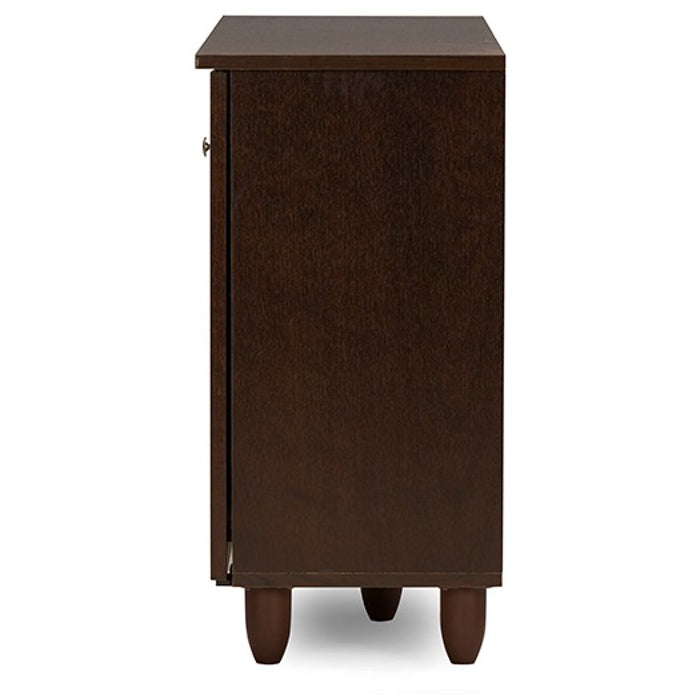 Baxton Studio Winda Modern and Contemporary 3-Door Dark Brown Wooden Entryway Shoes Storage Cabinet Baxton Studio--Minimal And Modern - 5