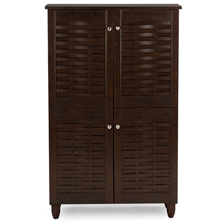 Baxton Studio Winda Modern and Contemporary 4-Door Dark Brown Wooden Entryway Shoes Storage Cabinet Baxton Studio--Minimal And Modern - 1