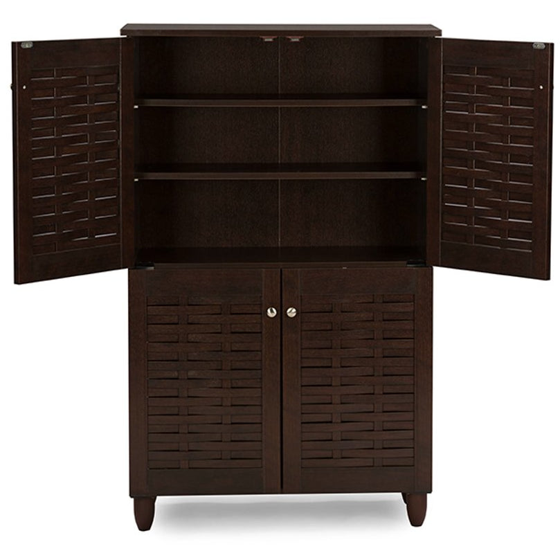 Baxton Studio Winda Modern and Contemporary 4-Door Dark Brown Wooden Entryway Shoes Storage Cabinet Baxton Studio--Minimal And Modern - 2