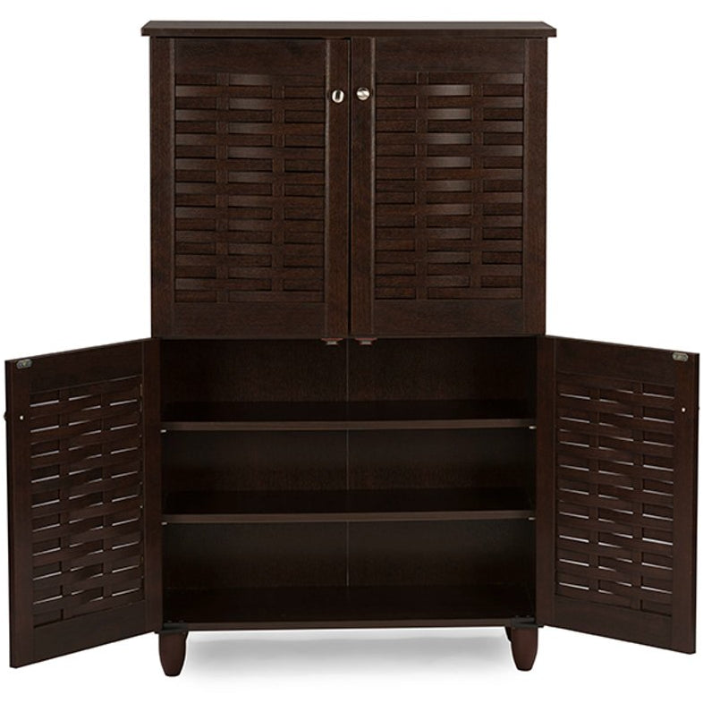 Baxton Studio Winda Modern and Contemporary 4-Door Dark Brown Wooden Entryway Shoes Storage Cabinet Baxton Studio--Minimal And Modern - 4