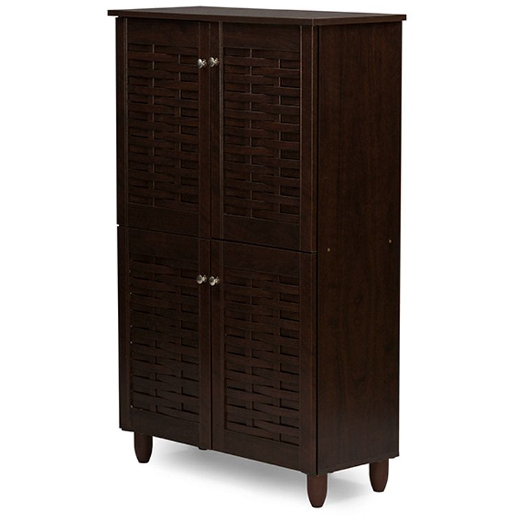 Baxton Studio Winda Modern and Contemporary 4-Door Dark Brown Wooden Entryway Shoes Storage Cabinet Baxton Studio--Minimal And Modern - 5