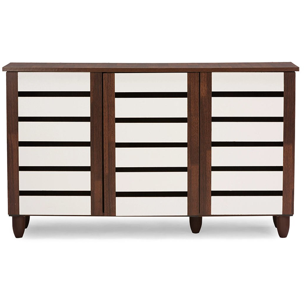 Baxton Studio Gisela Oak and White 2-tone Shoe Cabinet With 3 Doors Baxton Studio--Minimal And Modern - 1