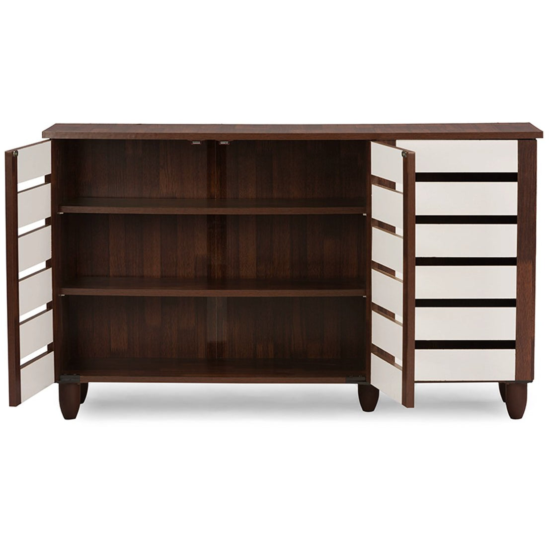 Baxton Studio Gisela Oak and White 2-tone Shoe Cabinet With 3 Doors Baxton Studio--Minimal And Modern - 2