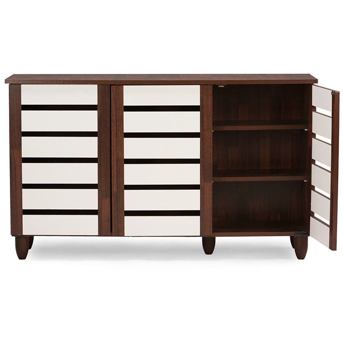 Baxton Studio Gisela Oak and White 2-tone Shoe Cabinet With 3 Doors Baxton Studio--Minimal And Modern - 3