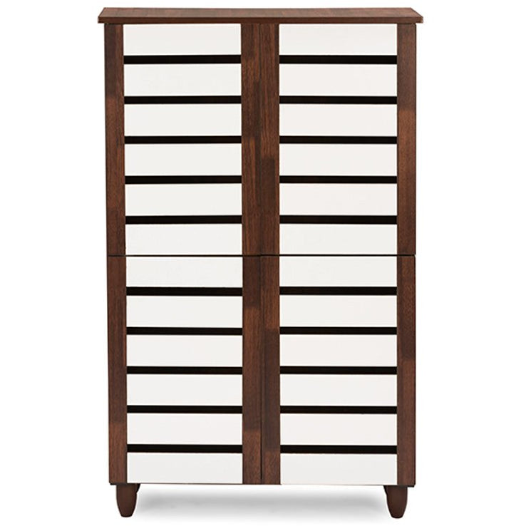 Baxton Studio Gisela Oak and White 2-tone Shoe Cabinet With 4 Door Baxton Studio--Minimal And Modern - 1