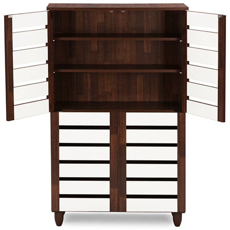 Baxton Studio Gisela Oak and White 2-tone Shoe Cabinet With 4 Door Baxton Studio--Minimal And Modern - 2