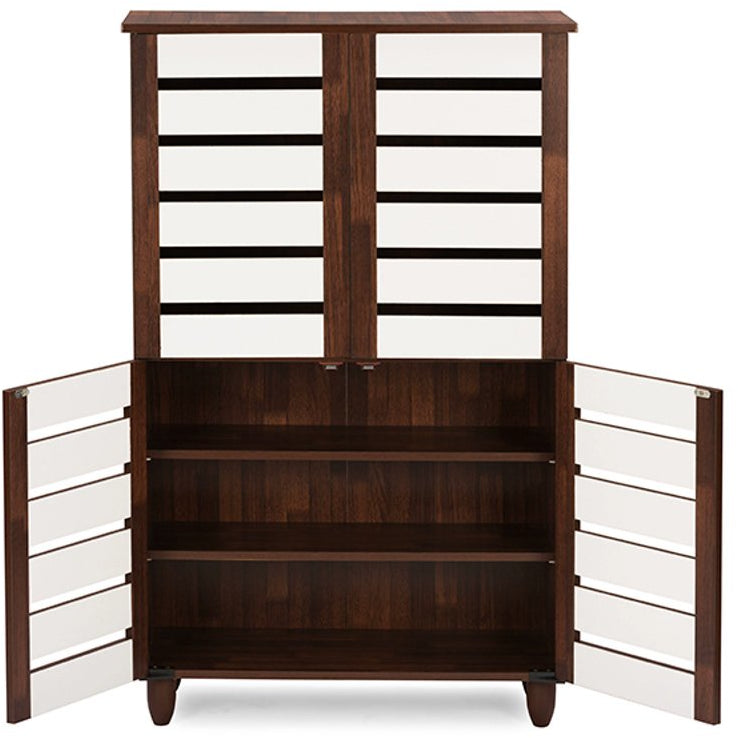 Baxton Studio Gisela Oak and White 2-tone Shoe Cabinet With 4 Door Baxton Studio--Minimal And Modern - 4