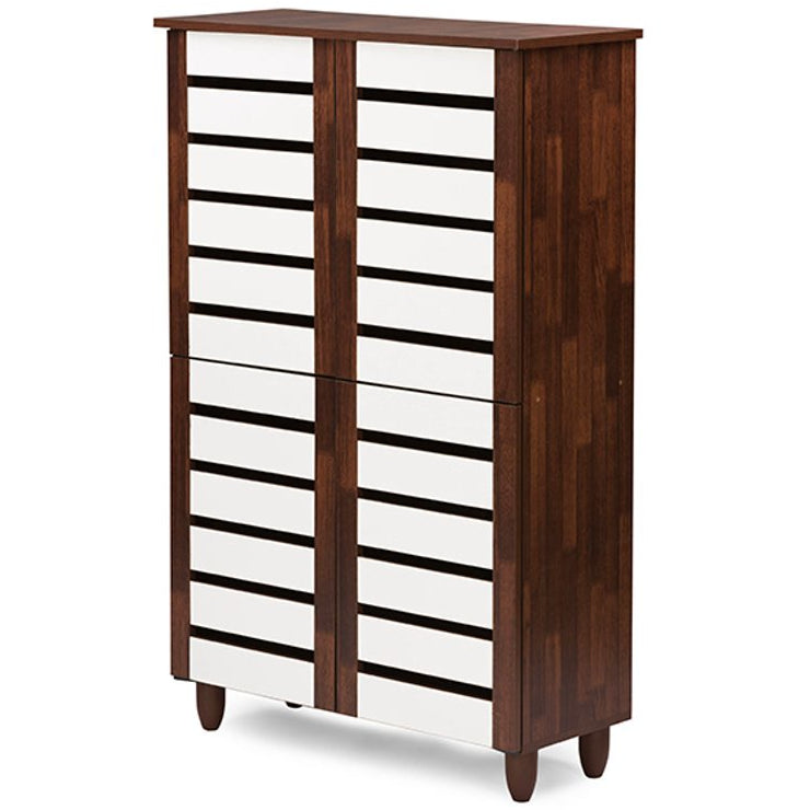 Baxton Studio Gisela Oak and White 2-tone Shoe Cabinet With 4 Door Baxton Studio--Minimal And Modern - 5