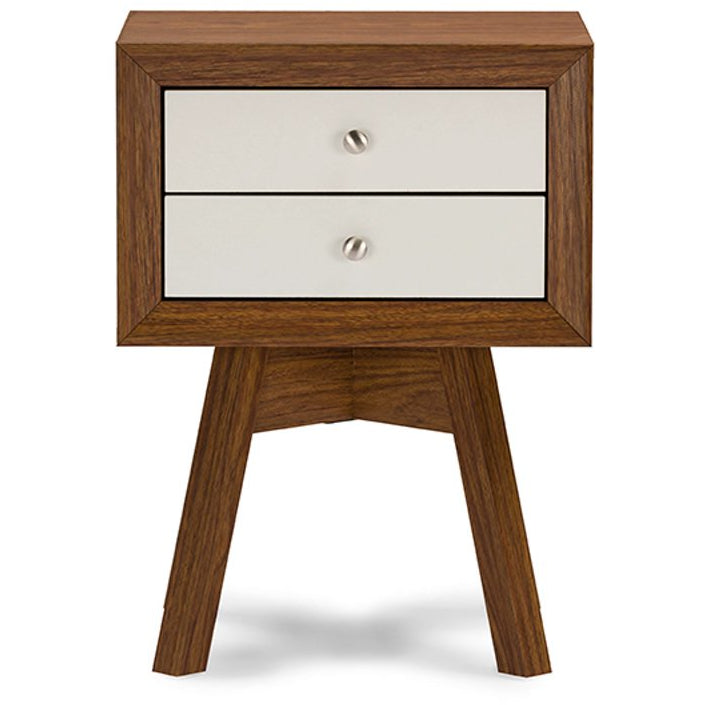 Baxton Studio Warwick Two-tone Walnut and White Modern Accent Table and Nightstand Baxton Studio-nightstands-Minimal And Modern - 1