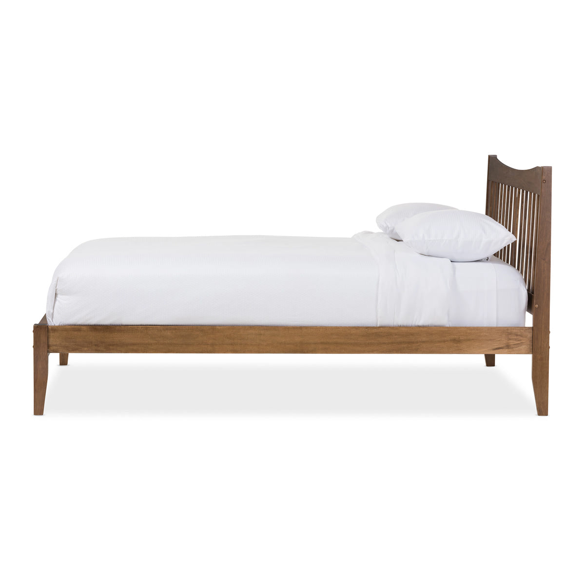 Baxton Studio Edeline Mid-Century Modern Solid Walnut Wood Curvaceous Slatted Full Size Platform Bed  Baxton Studio-Full Bed-Minimal And Modern - 3