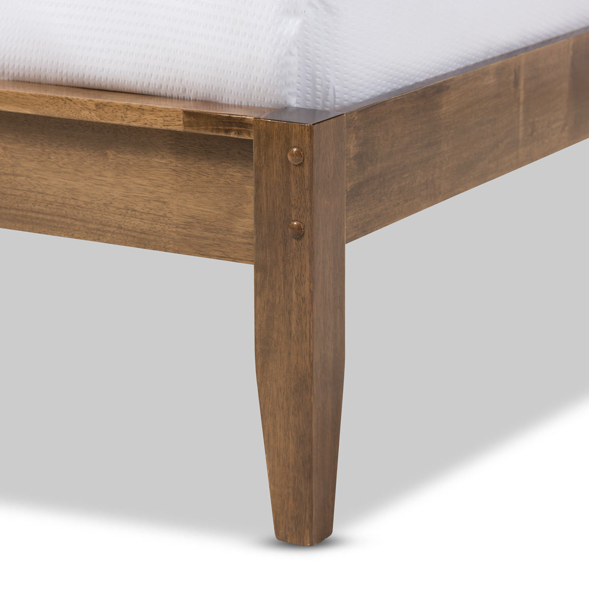 Baxton Studio Daylan Mid-Century Modern Solid Walnut Wood Slatted Queen Size Platform Bed  Baxton Studio-Queen Bed-Minimal And Modern - 5