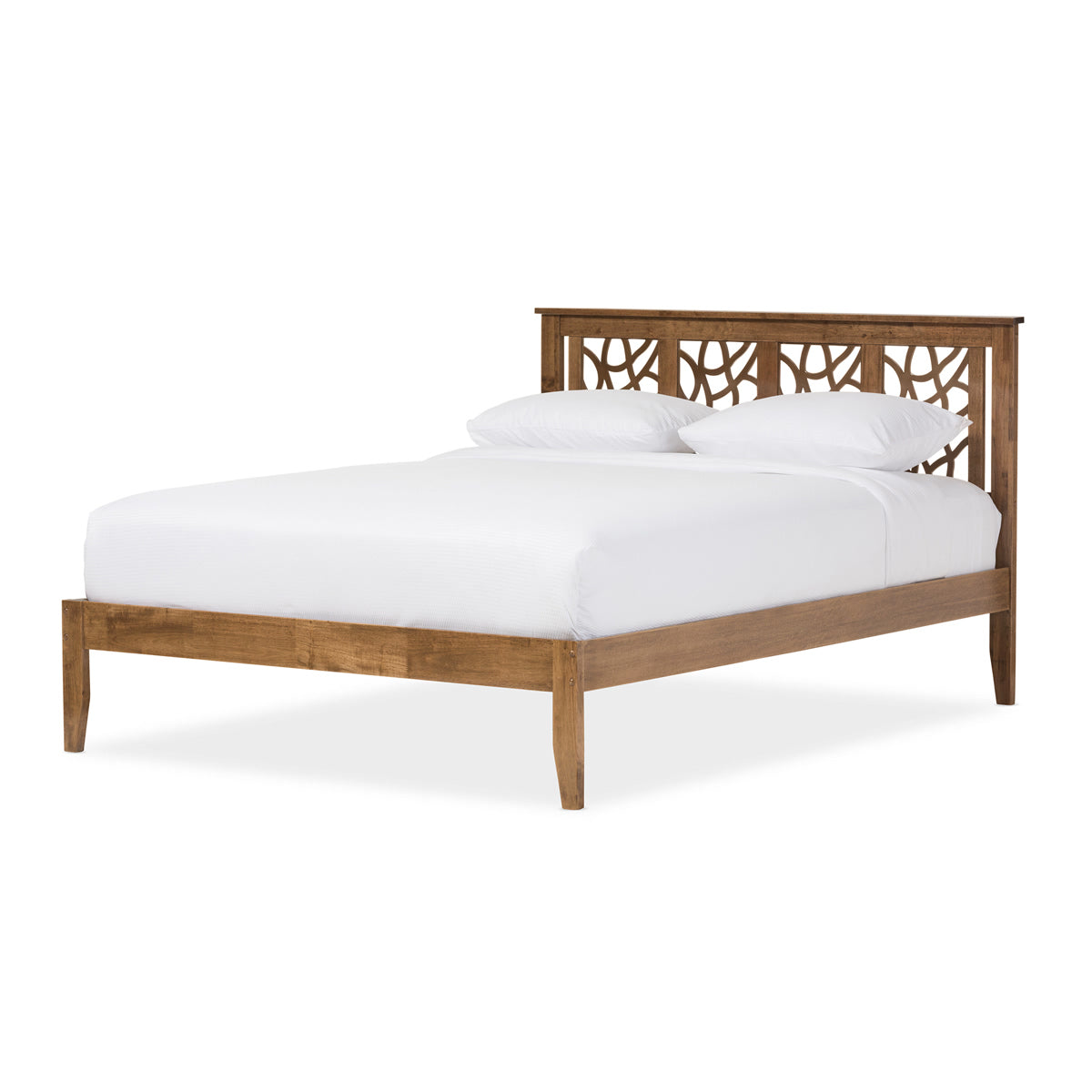 Baxton Studio Trina Contemporary Tree Branch Inspired Walnut Wood King Size Platform Bed  Baxton Studio-Kind Bed-Minimal And Modern - 2