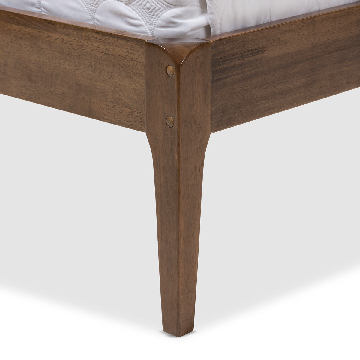 Baxton Studio Ember Mid-Century Dark Grey Fabric and Medium Brown Finish Wood Queen Size Platform Bed Baxton Studio-Queen Bed-Minimal And Modern - 6