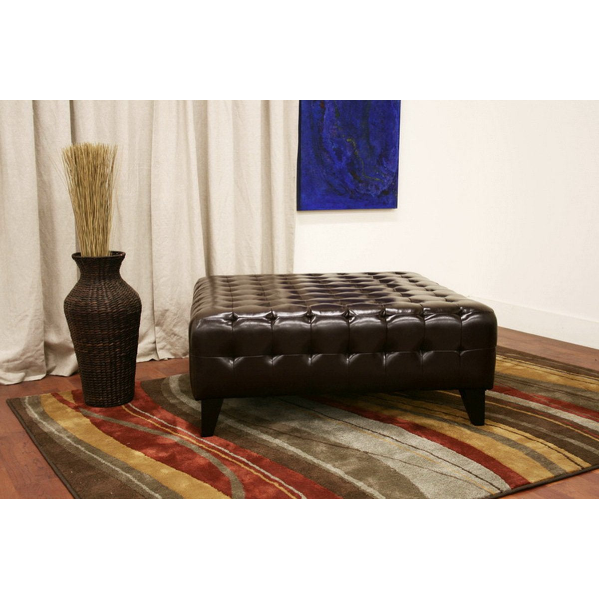 Baxton Studio Pemberly Dark Brown Bonded Leather Square Ottoman  Baxton Studio-ottomans-Minimal And Modern - 2