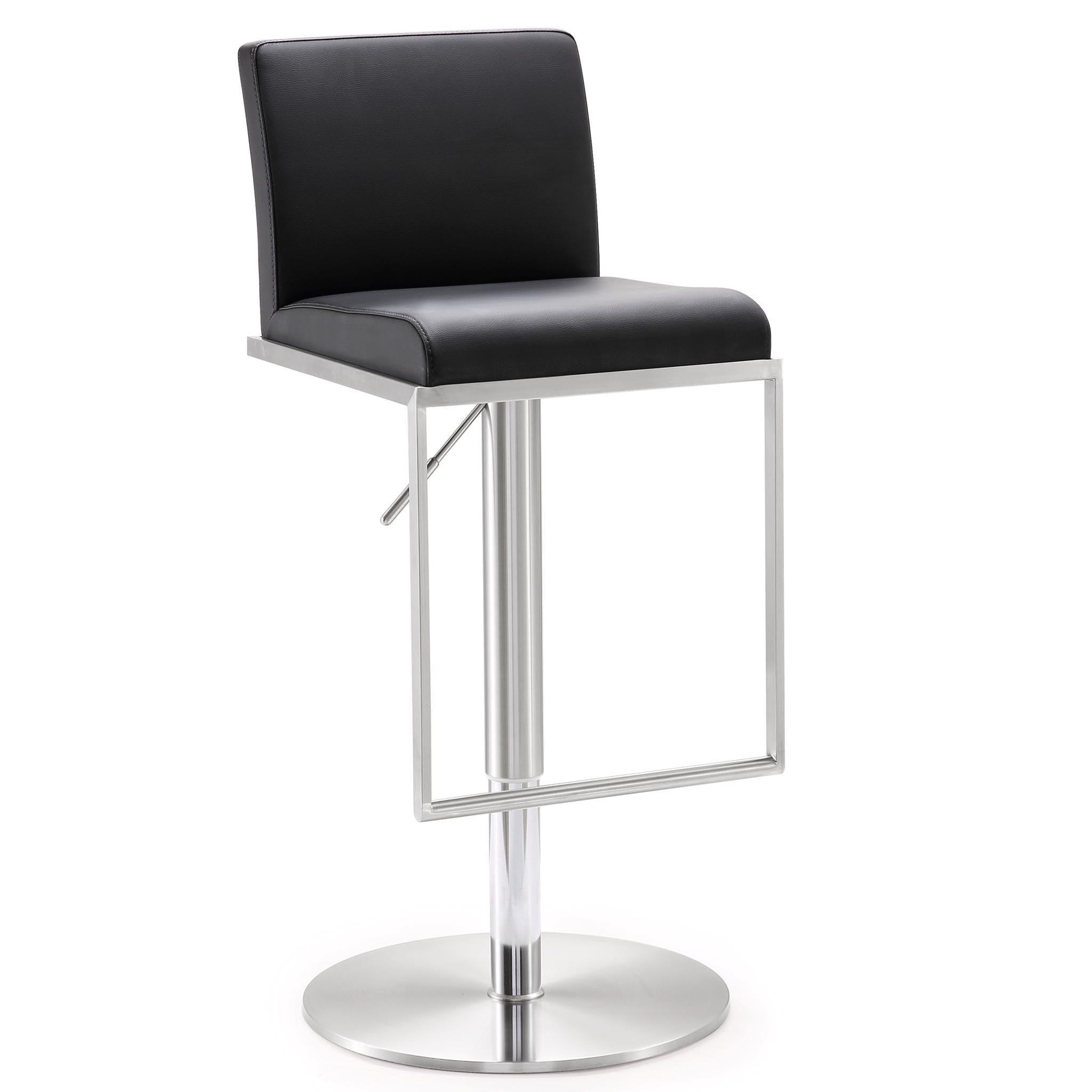 TOV Furniture Modern Amalfi Black Stainless Steel Adjustable Barstool TOV-K3615-Minimal & Modern