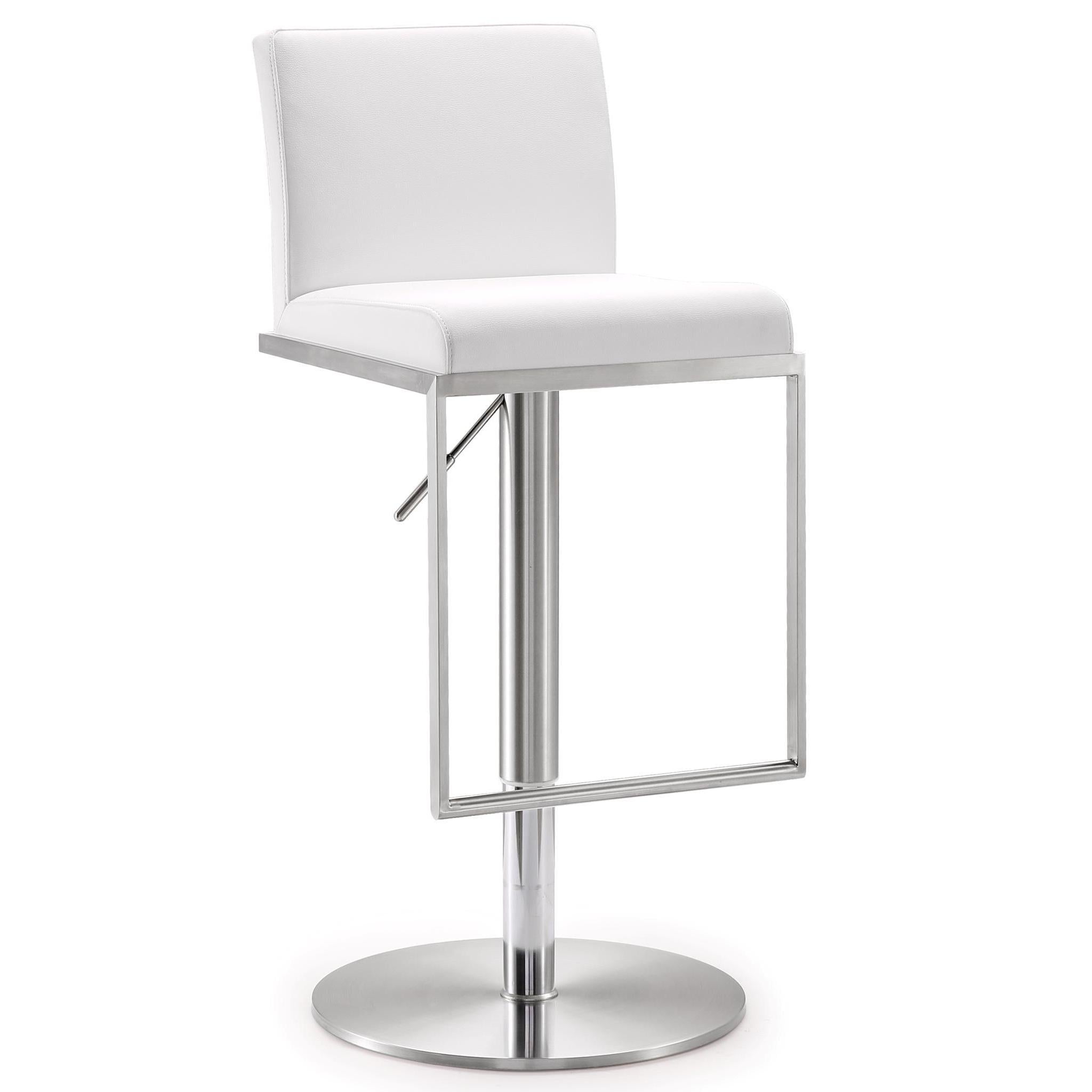 TOV Furniture Modern Amalfi White Stainless Steel Adjustable Barstool TOV-K3617-Minimal & Modern