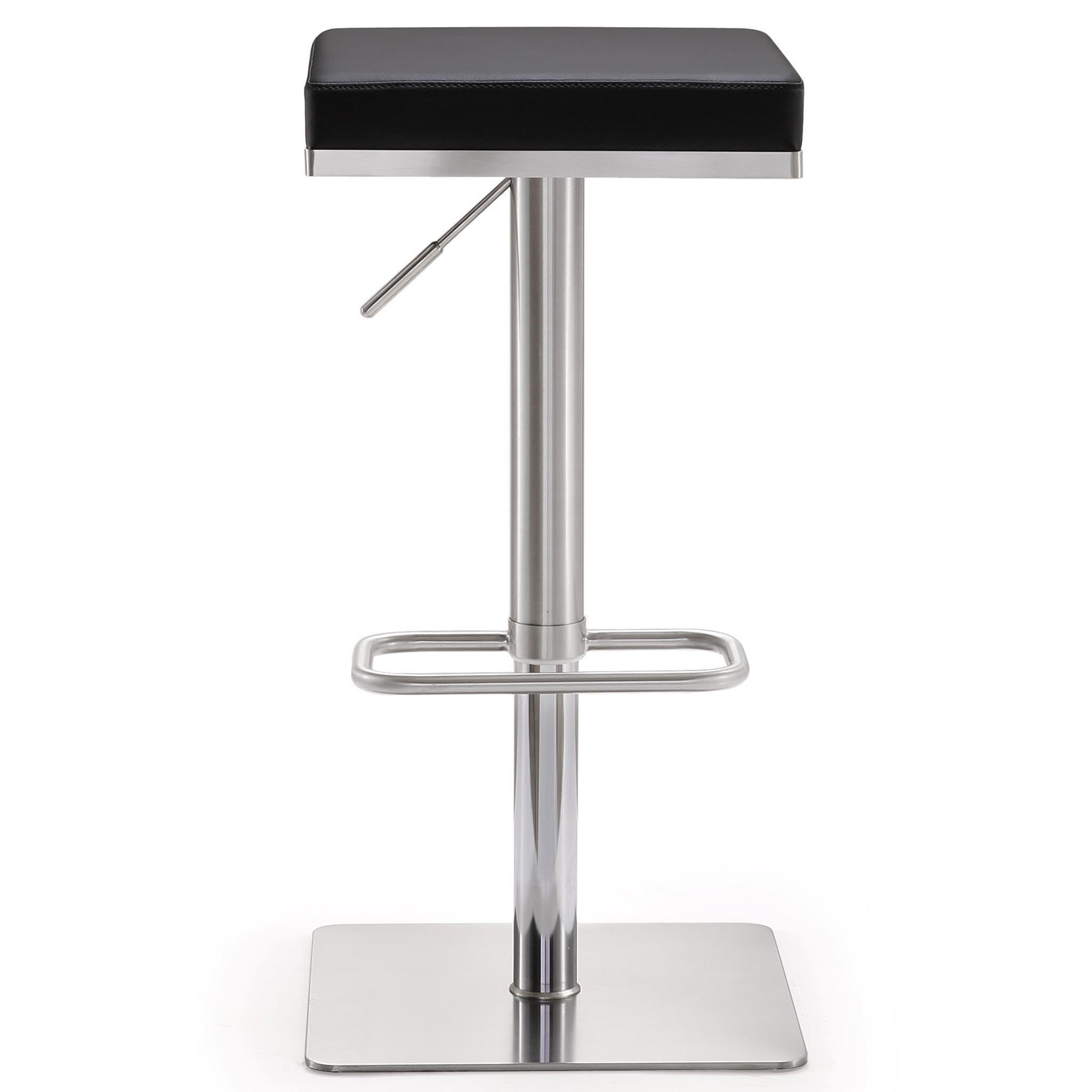 TOV Furniture Modern Bari Black Stainless Steel Adjustable Barstool TOV-K3620-Minimal & Modern