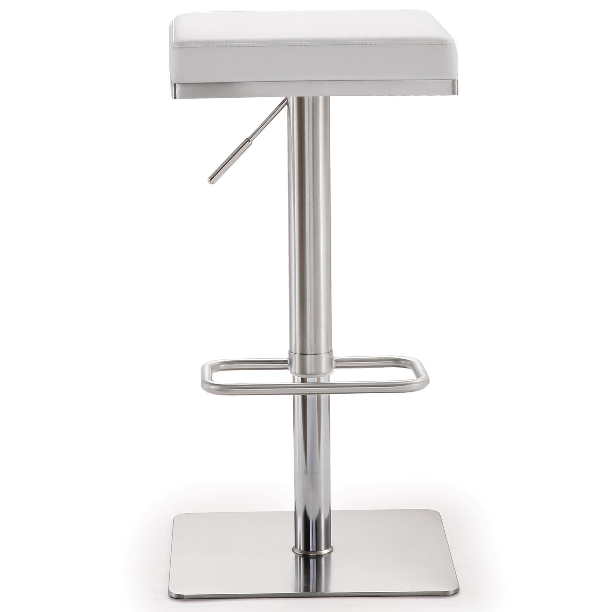 TOV Furniture Modern Bari White Stainless Steel Adjustable Barstool TOV-K3622-Minimal & Modern