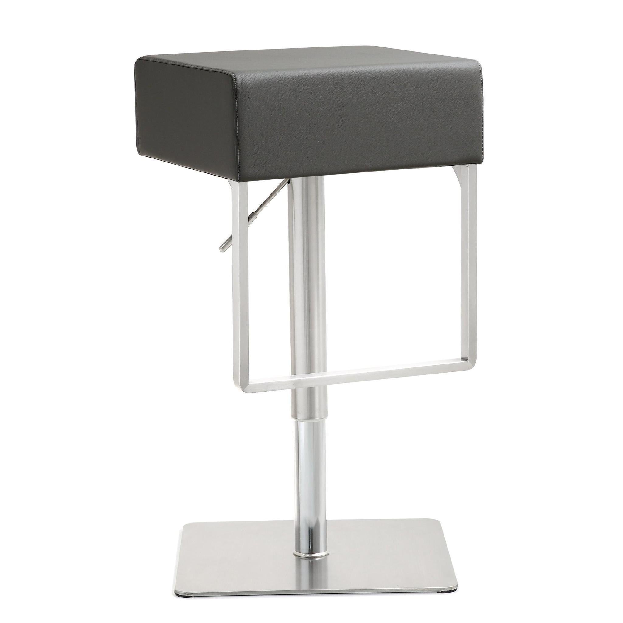 TOV Furniture Modern Seville Grey Stainless Steel Barstool TOV-K3632-Minimal & Modern