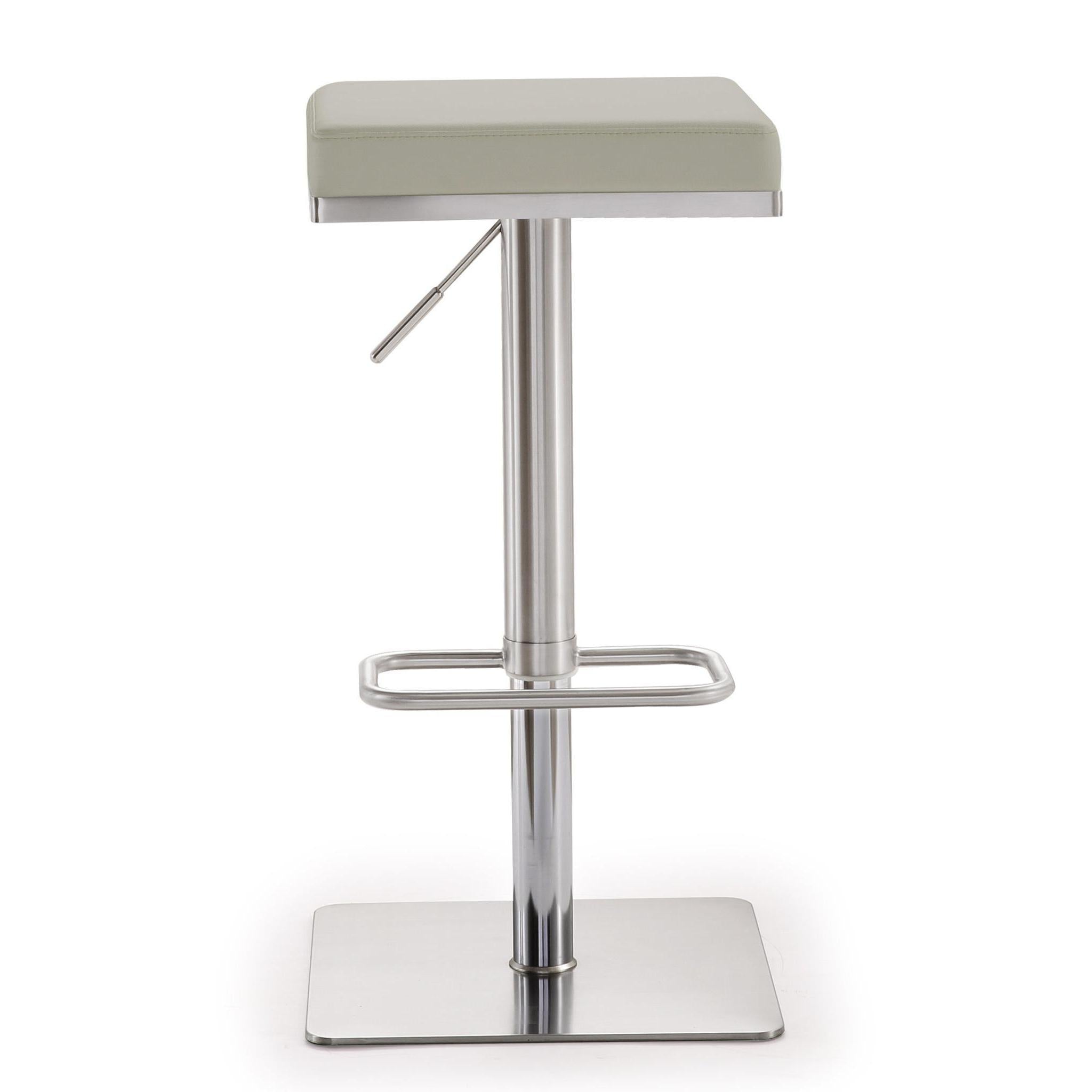 TOV Furniture Modern Bari Light Grey Stainless Steel Barstool TOV-K3656-Minimal & Modern