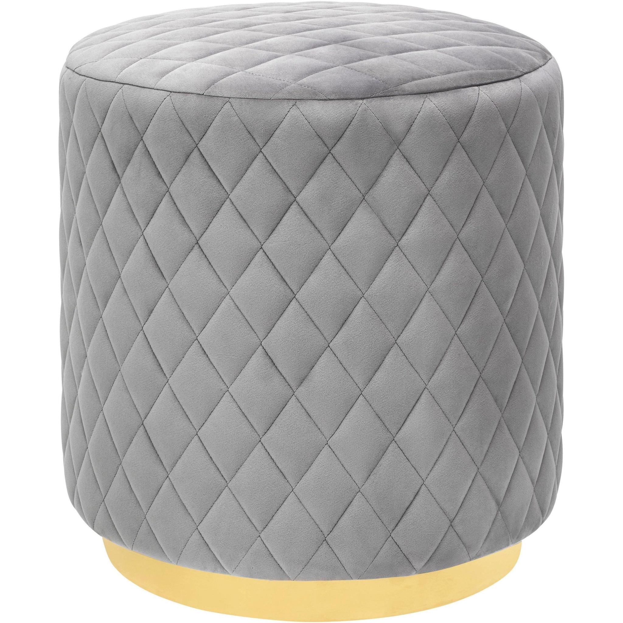 TOV Furniture Modern Abir Grey Velvet Ottoman - TOV-O135-Minimal & Modern