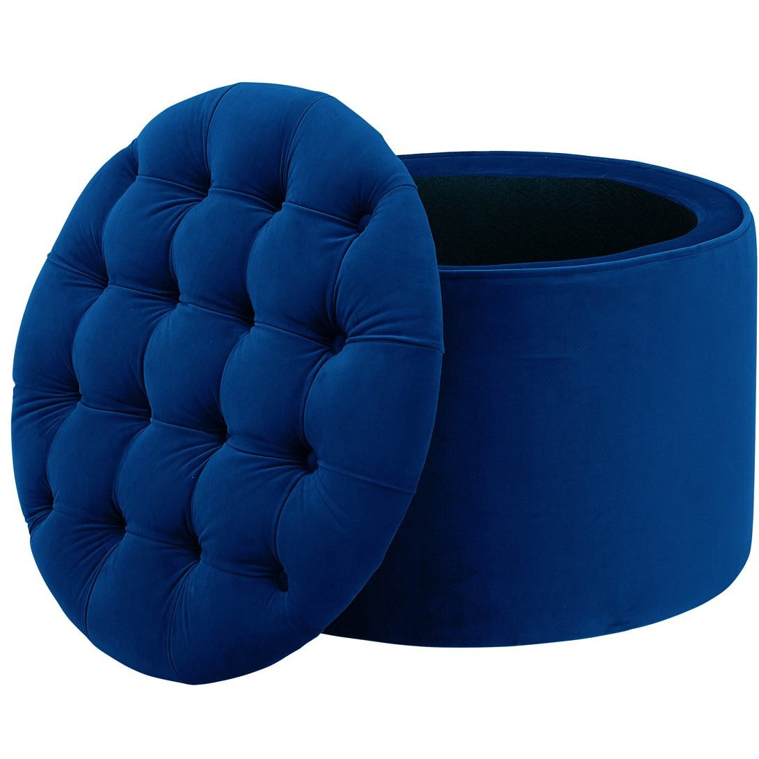 TOV Furniture Modern Queen Navy Velvet Storage Ottoman - TOV-OC141-Minimal & Modern