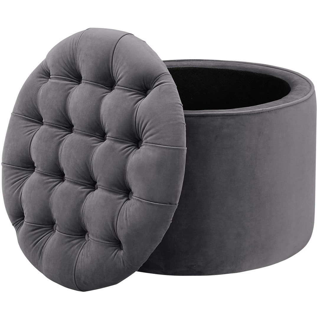 TOV Furniture Modern Queen Grey Velvet Storage Ottoman - TOV-OC145-Minimal & Modern