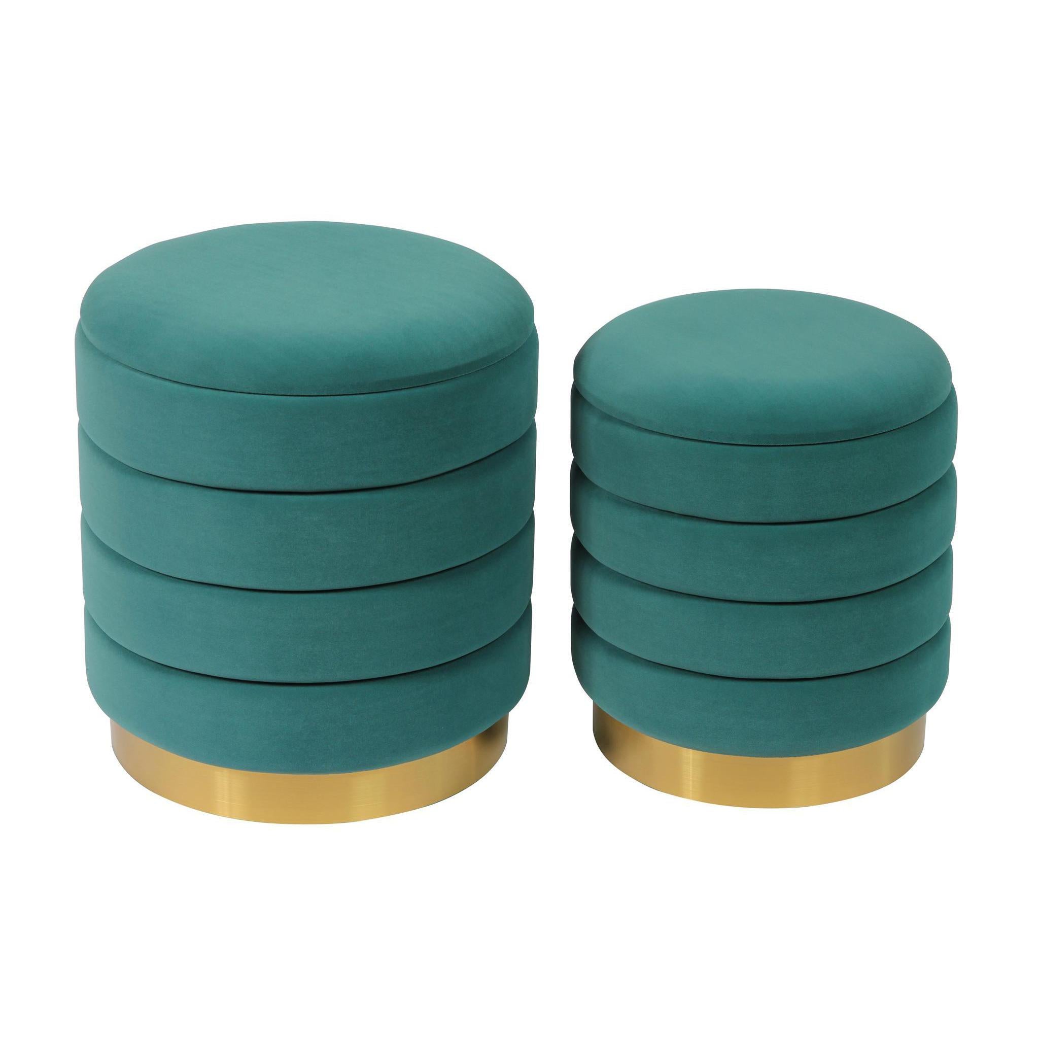 TOV Furniture Modern Saturn Teal Storage Ottomans - TOV Furniture, Minimal & Modern - 1