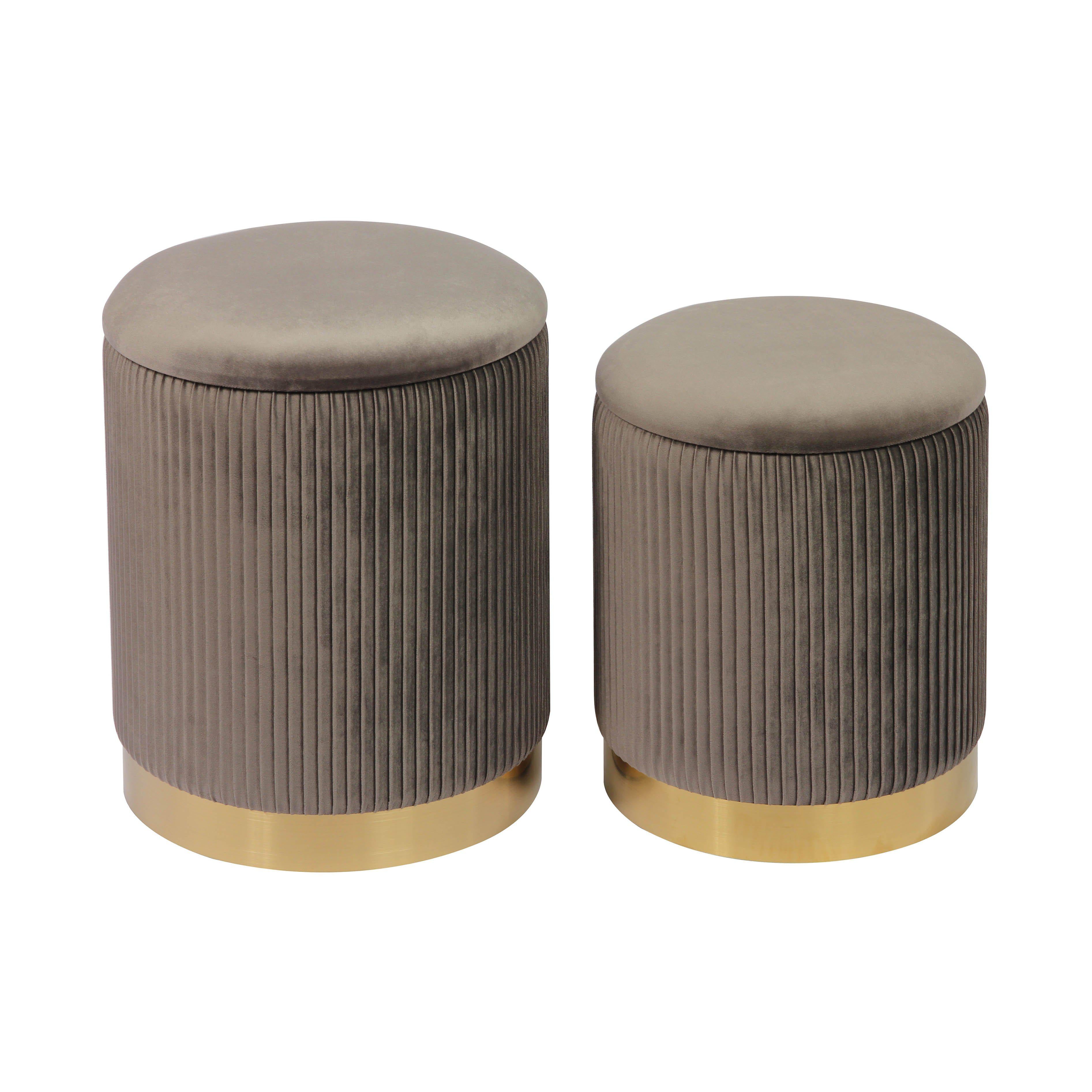 TOV Furniture Modern Channeled Grey Velvet Storage Ottomans - TOV Furniture, Minimal & Modern - 1