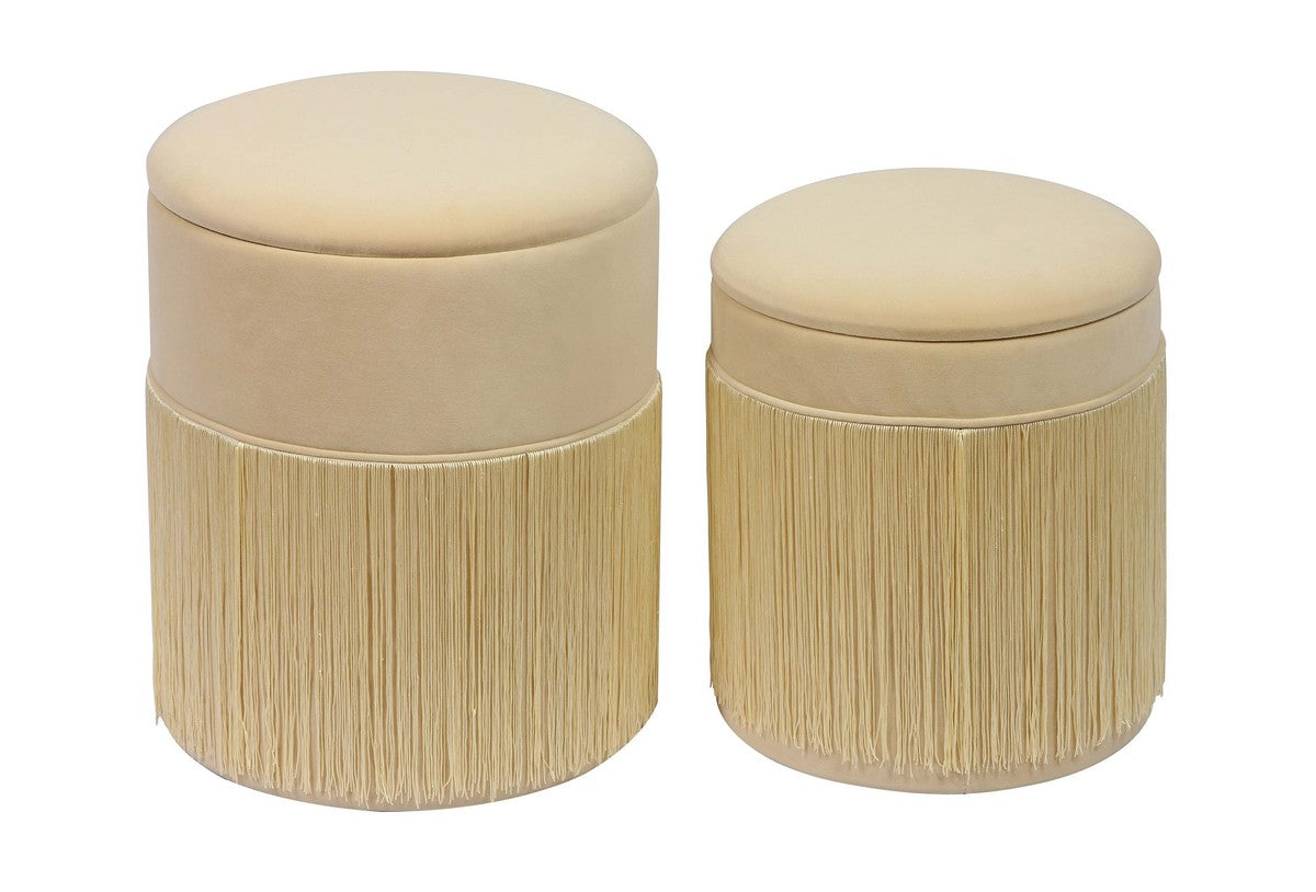 TOV Furniture Modern Tassel Cream Velvet Storage Ottomans - TOV Furniture, Minimal & Modern - 1