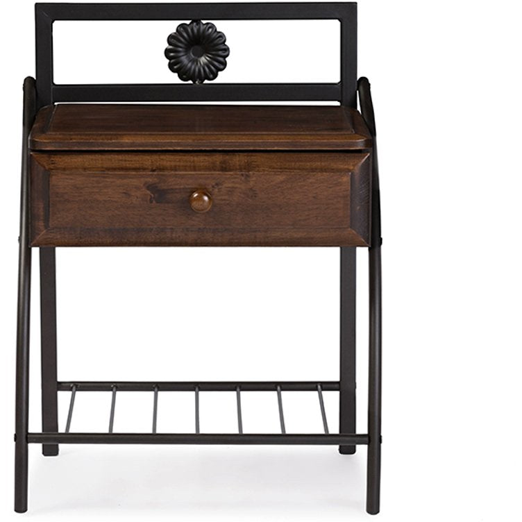 Baxton Studio Jevenci Vintage Industrial Black Finished Metal Nightstand Baxton Studio-nightstands-Minimal And Modern - 1