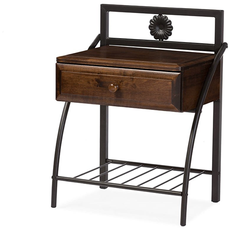 Baxton Studio Jevenci Vintage Industrial Black Finished Metal Nightstand Baxton Studio-nightstands-Minimal And Modern - 2