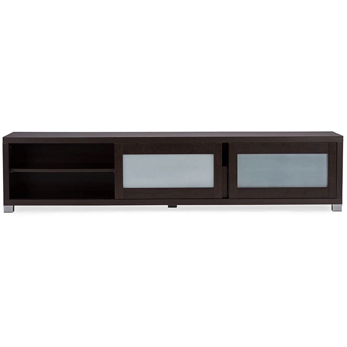 Baxton Studio Gerhardine Dark Brown Wood 70-inch TV Cabinet with 2 Sliding Doors and Drawer Baxton Studio-TV Stands-Minimal And Modern - 2