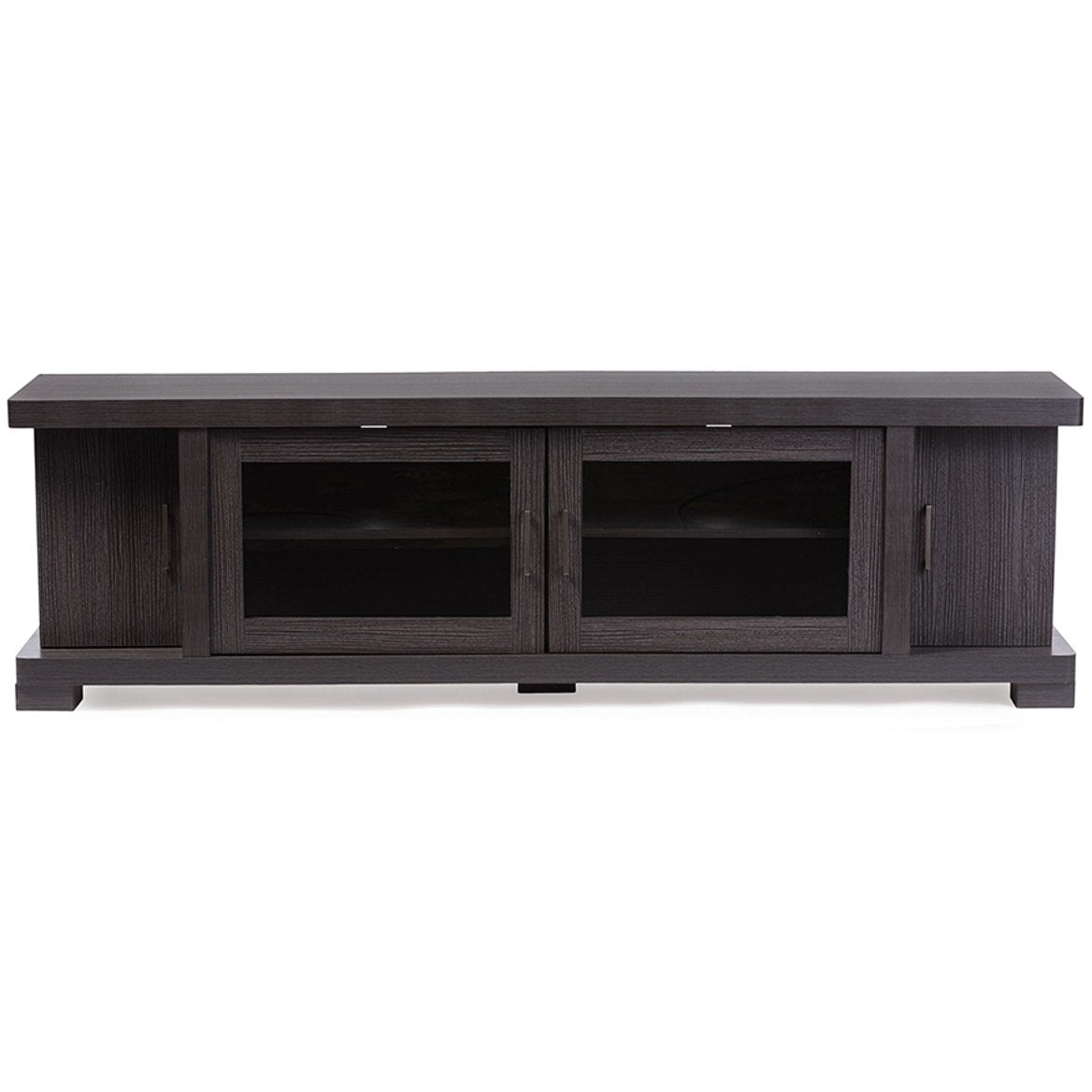 Baxton Studio Beasley 70 Inch Dark Brown TV Cabinet with 2 Sliding Doo