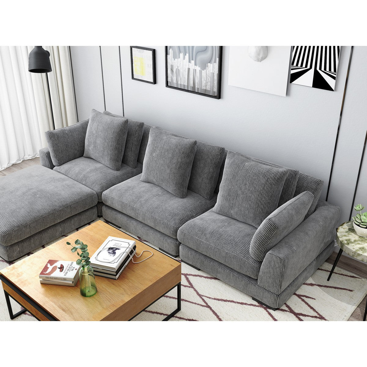 Moe's Home Collection Tumble Corner Charcoal - UB-1007-25 - Moe's Home Collection - Corner Chairs - Minimal And Modern - 1